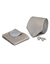 Beige Geometric Cufflink Tie Set