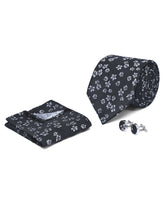 Black Geometric Cufflink Tie Set