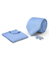 L Blue Geometric Cufflink Tie Set