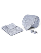 Silver Geometric Cufflink Tie Set