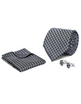 Grey Geometric Cufflink Tie Set