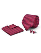Red Geometric Cufflink Tie Set