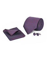 Purple Geometric Cufflink Tie Set