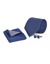 Blue Geometric Cufflink Tie Set