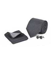 Black Geometric Cufflink Tie Set