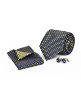 Blue Geometric Cufflink Tie Set