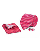 Red Geometric Cufflink Tie Set