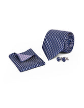 Blue Geometric Cufflink Tie Set
