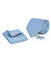 Sky Geometric Cufflink Tie Set