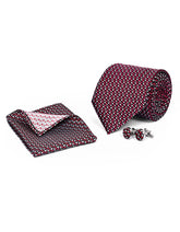Red Geometric Cufflink Tie Set