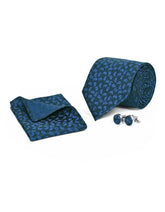 Navy Paisley Cufflink Tie Set