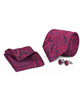Red Paisley Cufflink Tie Set