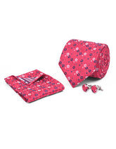 Red Floral Cufflink Tie Set