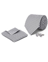 White Check Cufflink Tie Set