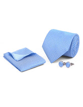 Blue Self Cufflink Tie Set