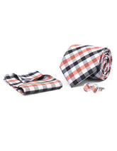Orange Check Cufflink Tie Set