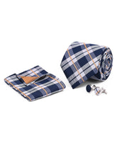 Navy Check Cufflink Tie Set