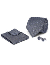 Grey Dotted Cufflink Tie Set