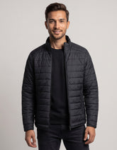 Black Plain Mock Neck Puffer Jacket