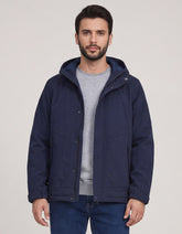 Navy Plain Hooded Puffer Jacket