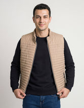 Camel Plain Puffer Gilet Jacket