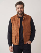Camel Plain Faux Suede Gilet Jacket