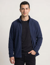 Navy Plain Zip-Up Jacket