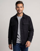 Black Plain Wool Jacket