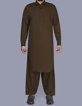 Brown Plain Kameez Shalwar KS2533R-XS