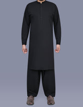 Black Slub Kameez Shalwar KS2559S-XS