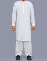 Off White Plain Kameez Shalwar KS26105S-XS