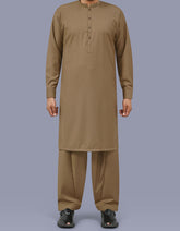 D Brown Plain Kameez Shalwar KS26140R-XS