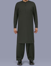 Olive Plain Kameez Shalwar KS26143S-XS