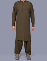 Brown Plain Kameez Shalwar KS2695S-XS