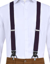 D Red Geometric Y-Back Suspenders