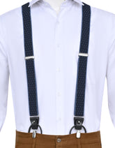 Blue Geometric Y-back Suspenders