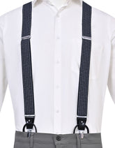 Navy Geometric Y-Back Suspenders