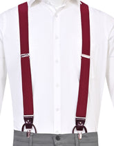 Burgundy Geometric Y-Back Suspenders