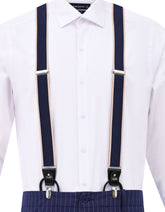 Navy Contrast Trim Y-Back Suspenders