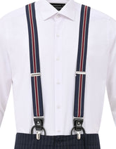 Navy Striped Y-Back Suspenders