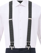 Black Geometric Y-Back Suspenders