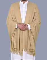 L Khaki Plain 100% Wool Men Shawl