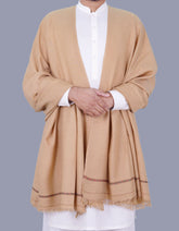 L Camel Plain 100% Wool Men Shawl