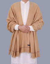 Camel Plain 100% Wool Men Shawl