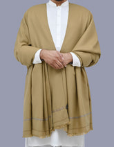 D Beige Plain 100% Acrylic Men Shawl