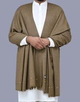 Olive Plain Wool Blend Men Shawl