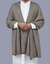 L Grey Plain 100% Acrylic Men Shawl