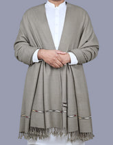 Grey Plain Wool Blend Men Shawl