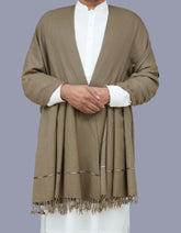 L Brown Plain 100% Wool Men Shawl