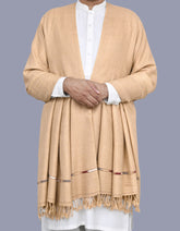 Cream Plain Wool Blend Men Shawl